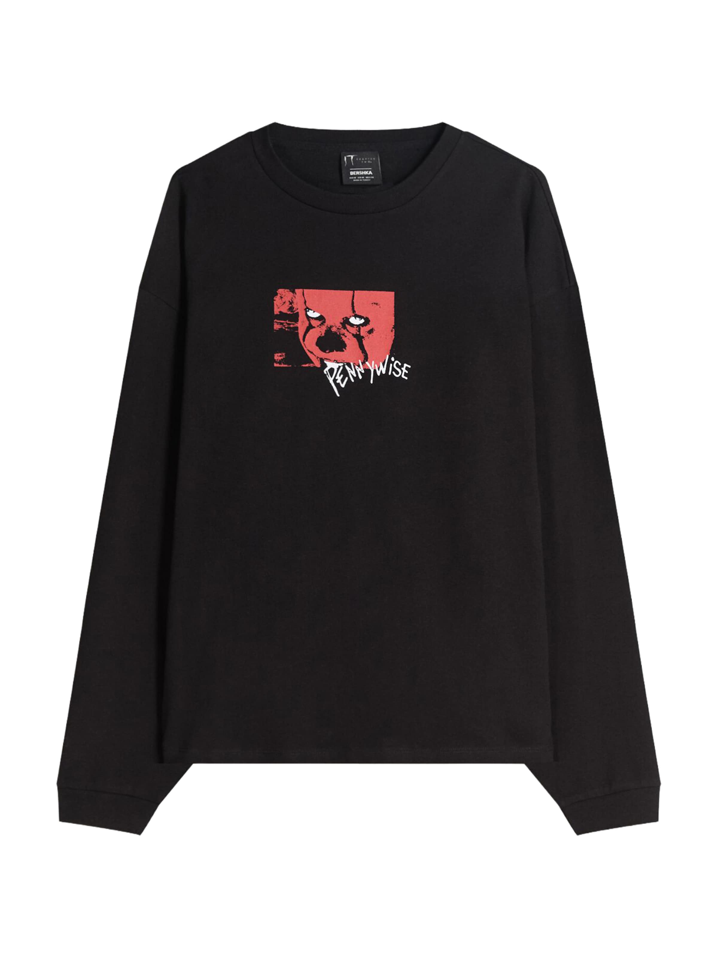 Bershka Majica 'HORROR MOVIE IT' | živo rdeča / črna / bela barva, Prikaz izdelka