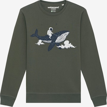 Felpa ' Spacewhale ' di Watapparel in verde: frontale