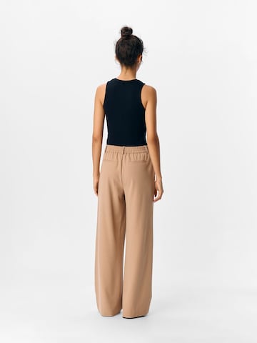 OBJECT Wide leg Chino trousers 'OBJLisa' in Beige
