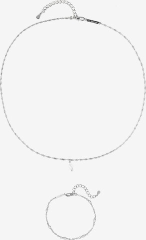 Parure de bijoux 'Baroque Pearl Necklace & Pearl Bracelet Set' Hey Happiness en argent : devant