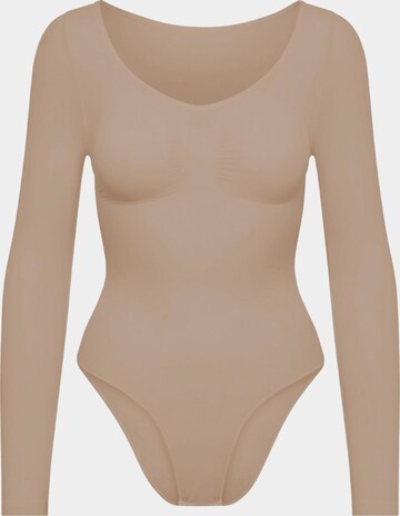 cfab (formerly creamy fabrics) - Body moldeador 'Bodysuit Sculpting Shapewear Longsleeve mit Slip' en beige: frente