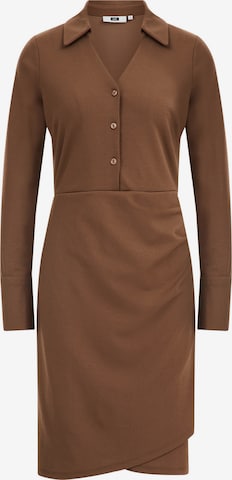 WE Fashion - Vestido camisero en marrón: frente