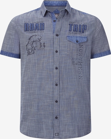 Jan Vanderstorm Comfort fit Button Up Shirt ' Nattfari ' in Blue: front