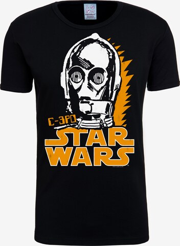 LOGOSHIRT T-Shirt 'C-3PO' in Schwarz: predná strana