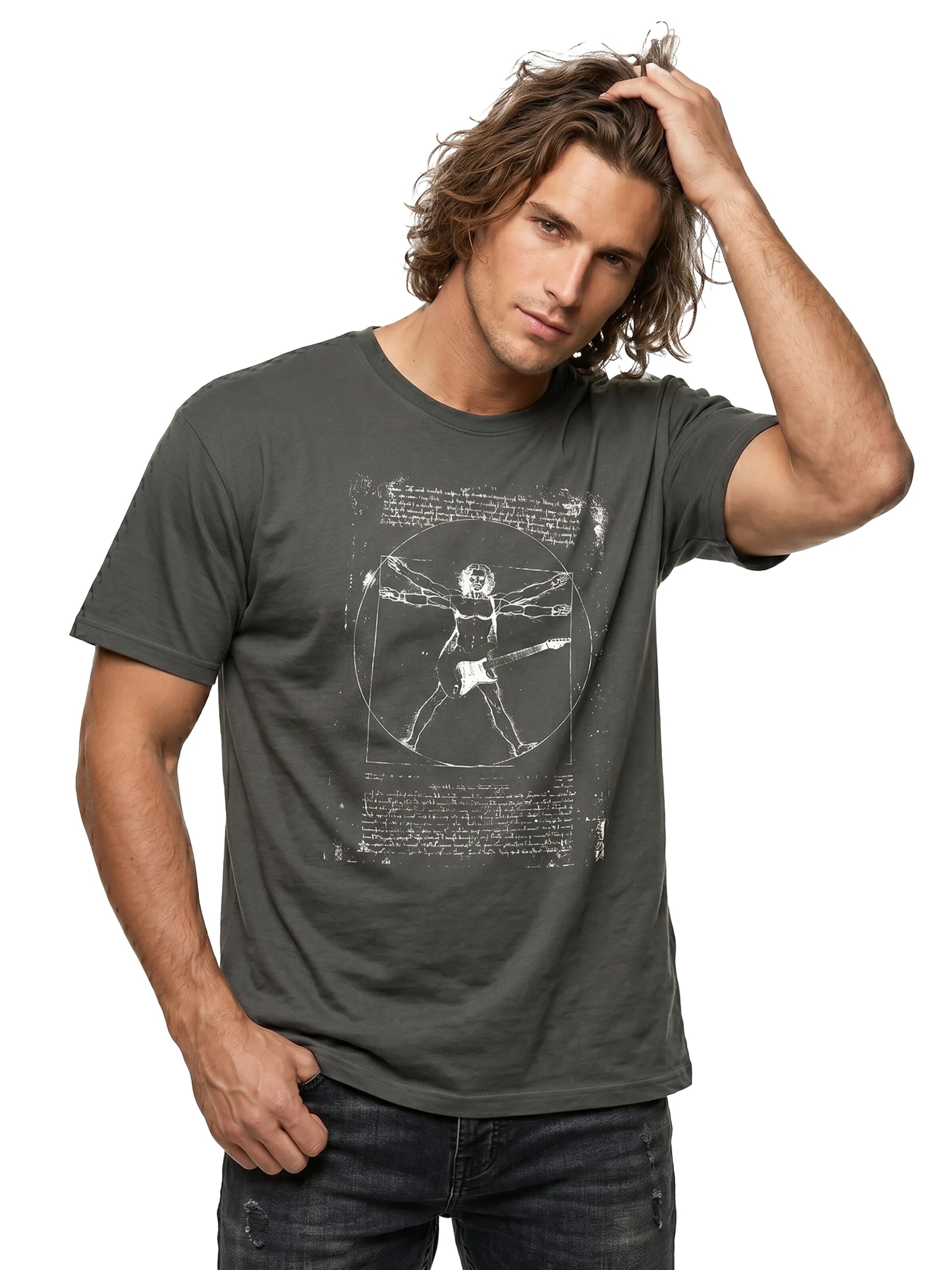 MAKAYA Shirt 'Da Vinci Rock' in Grey