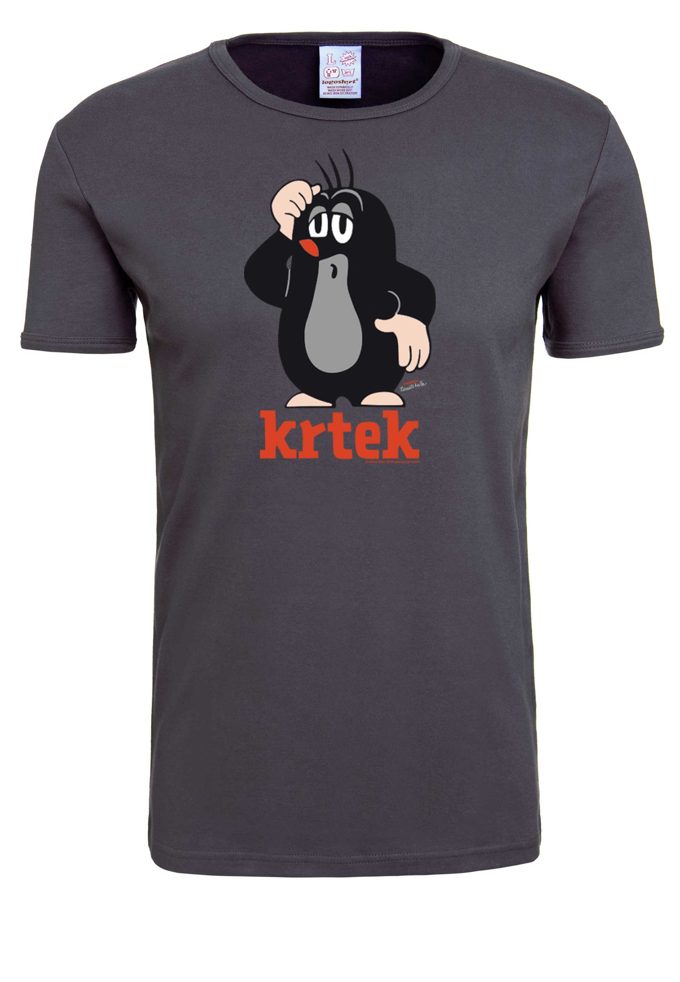 LOGOSHIRT Shirt 'Der kleine Maulwurf Krtek' in Grey: front
