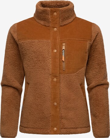 Ragwear Fleece Jacket 'Appopis Block' in Brown: front