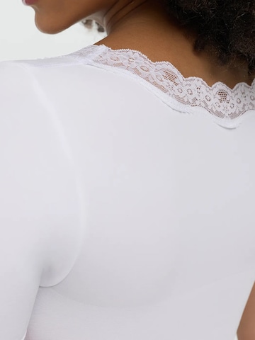 cfab - Body modelador 'Lace T-Shirt Bodysuit Sculpting Shapewear with String' em branco