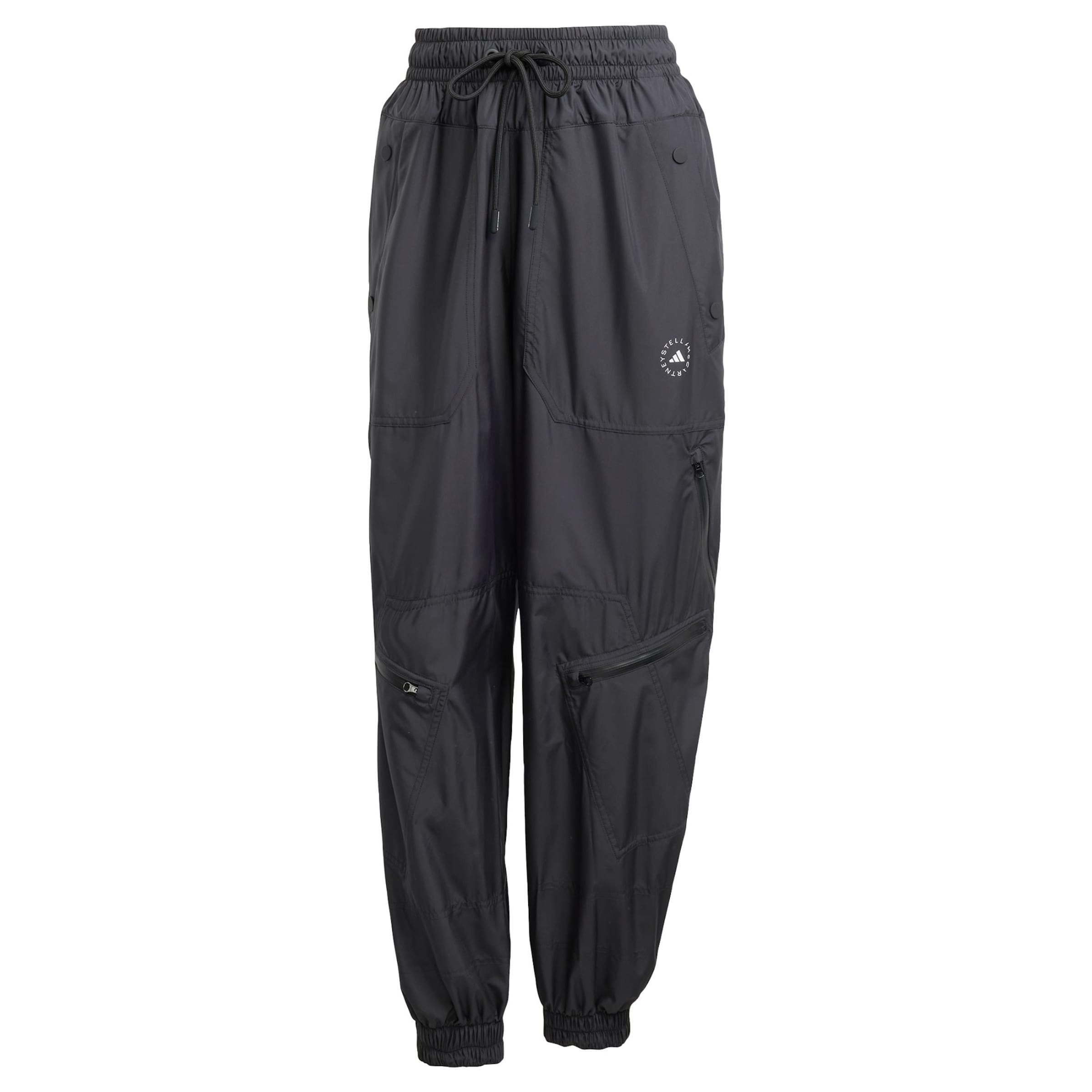 ADIDAS BY STELLA MCCARTNEY Tapered Sportbroek ' Zip Track' in Zwart: voorkant