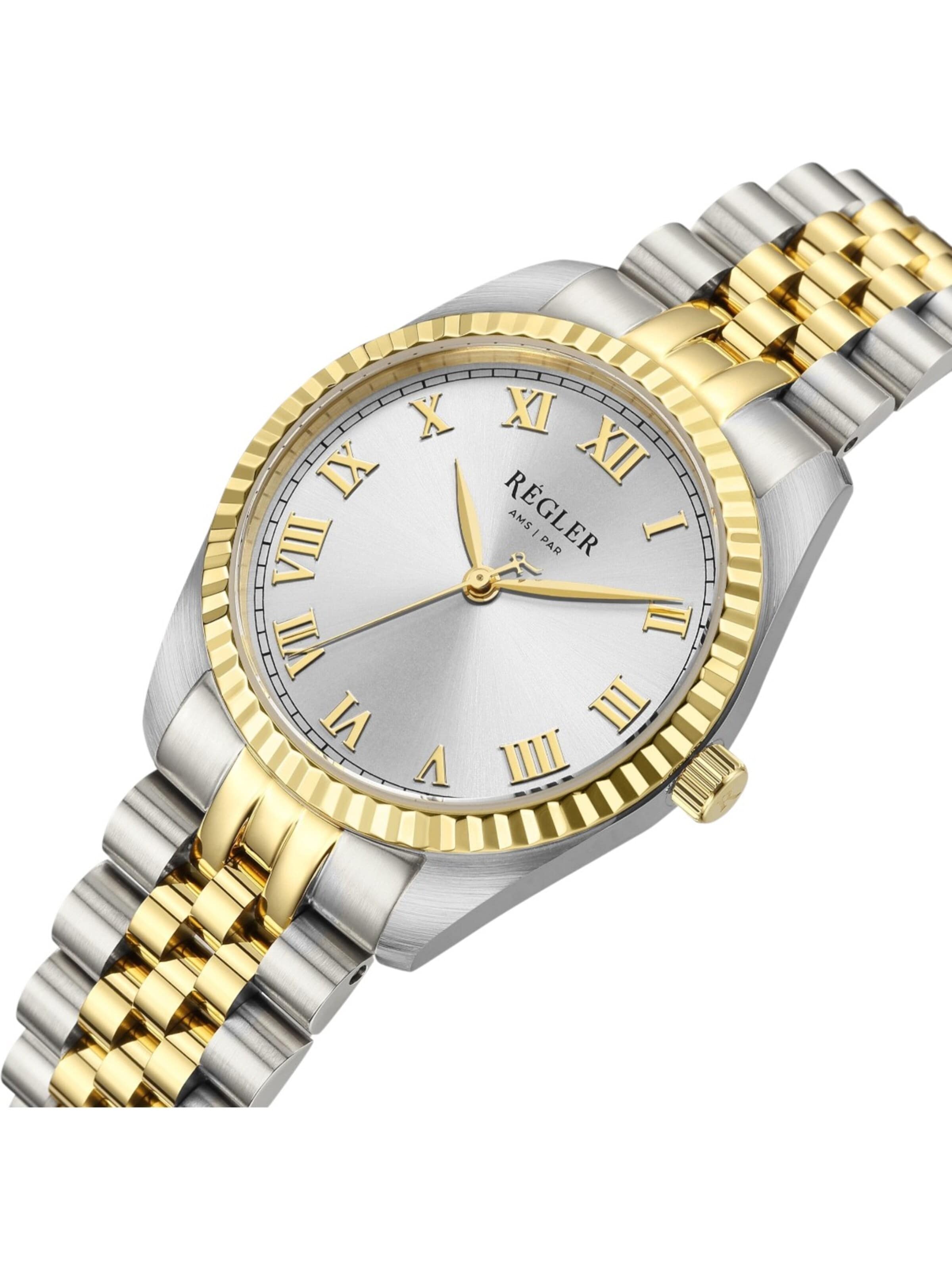Régler Zegarek analogowy 'Régler Infinité Steel Bicolor Silver/Gold - Silver' w kolorze złoty