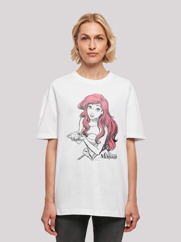 T-shirt 'Disney Arielle Shell Sketch' F4NT4STIC en blanc : devant