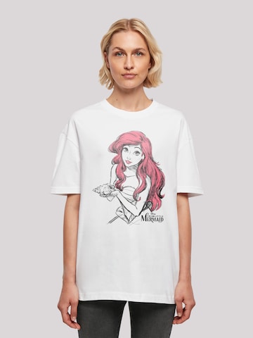 F4NT4STIC Shirt 'Disney Arielle Shell Sketch' in Wit: voorkant