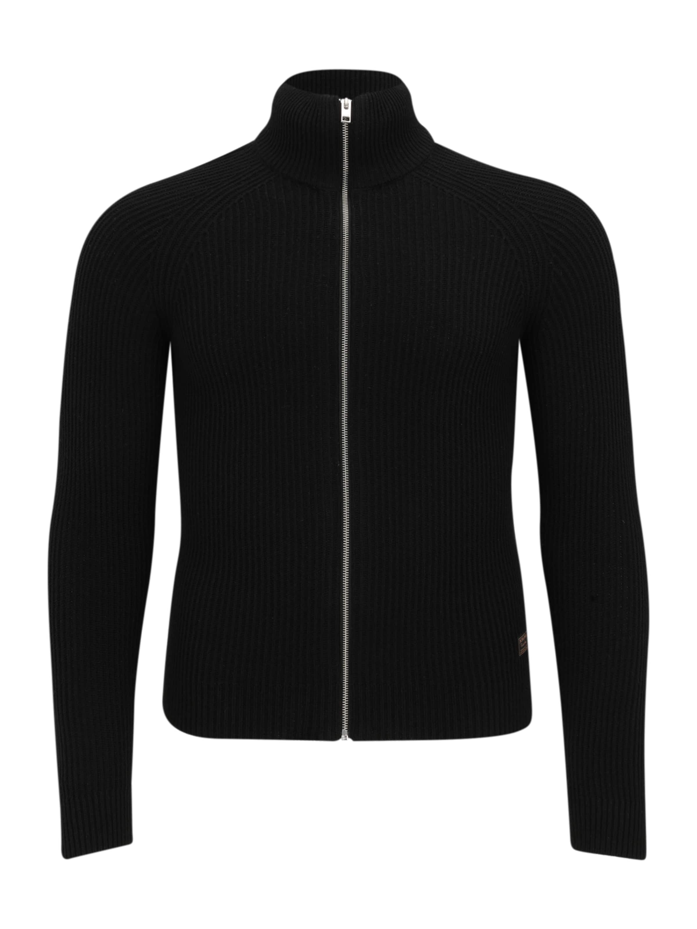 Geacă tricotată de la Jack &amp; Jones Plus pe negru: față