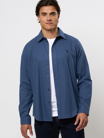 U.S. POLO ASSN. Regular fit Overhemd 'Ragn' in Blauw: voorkant