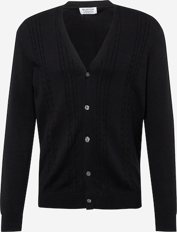 BURTON MENSWEAR LONDON Knit cardigan in Black: front