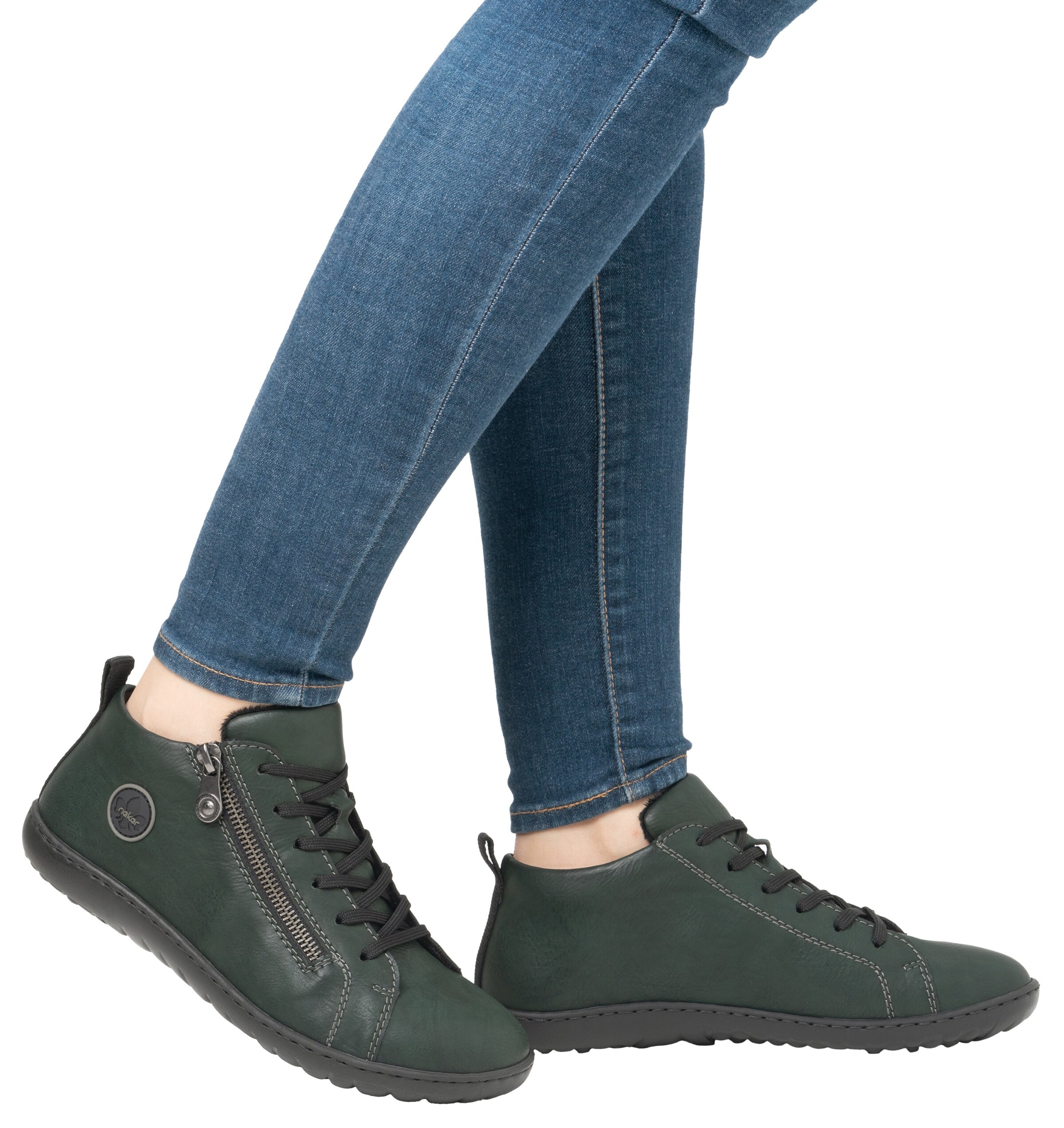Rieker Classic Flats in Green: front