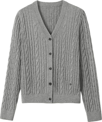 Lilysilk Strickjacke 'Strickjacke aus Baby-Kaschmir mit Zopfmuster' in Grau: Vorderseite
