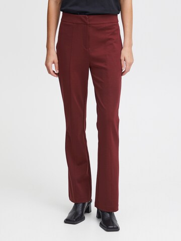 ICHI Flared Broek in Rood: voorkant