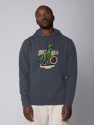 Watapparel Sweatshirt 'T-Rex Fahrrad' in Grau: Vorderseite