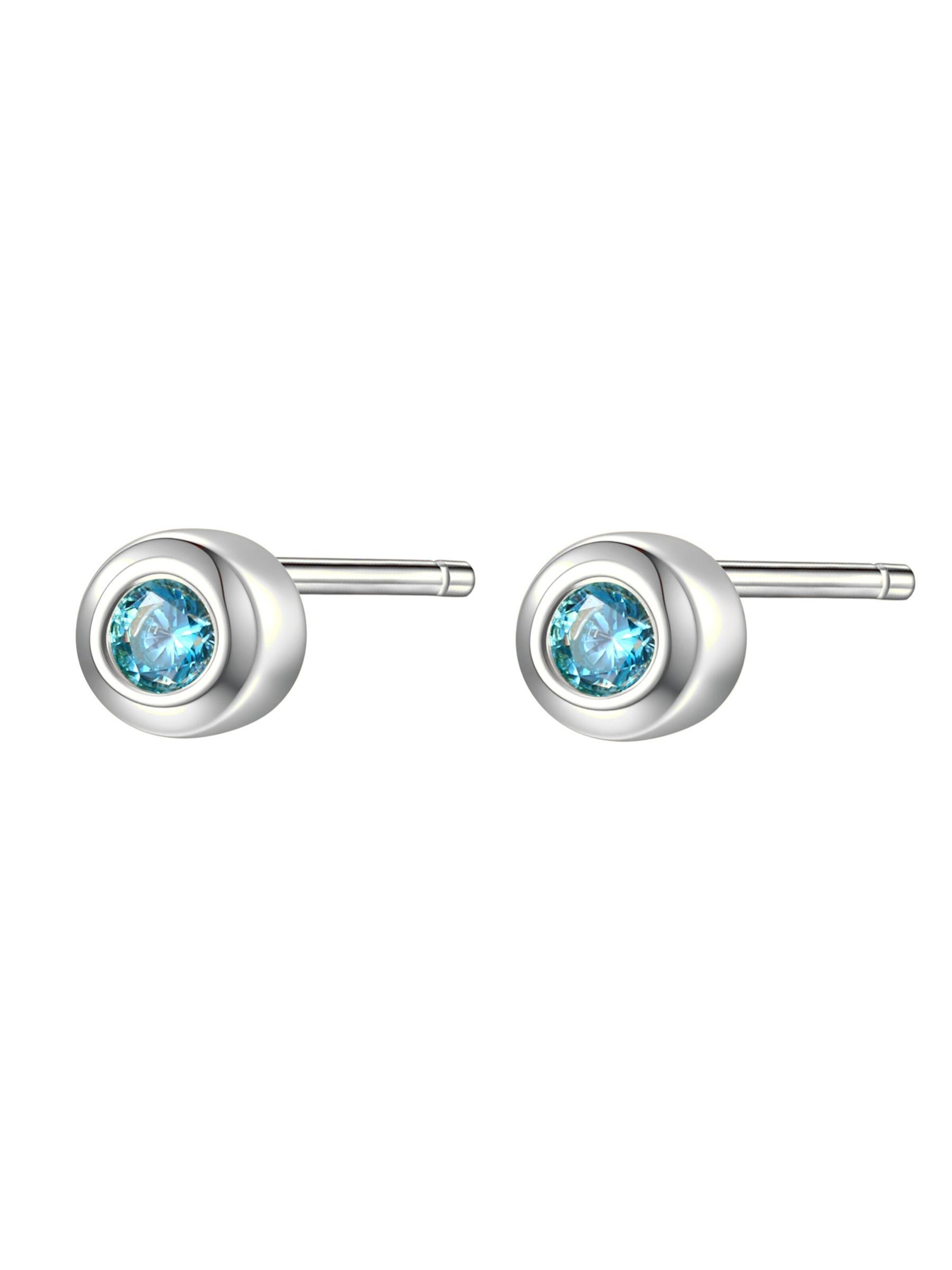 Hey Happiness Oorbellen 'Aquamarine Bezel Cubic Zirconia' in Zilver
