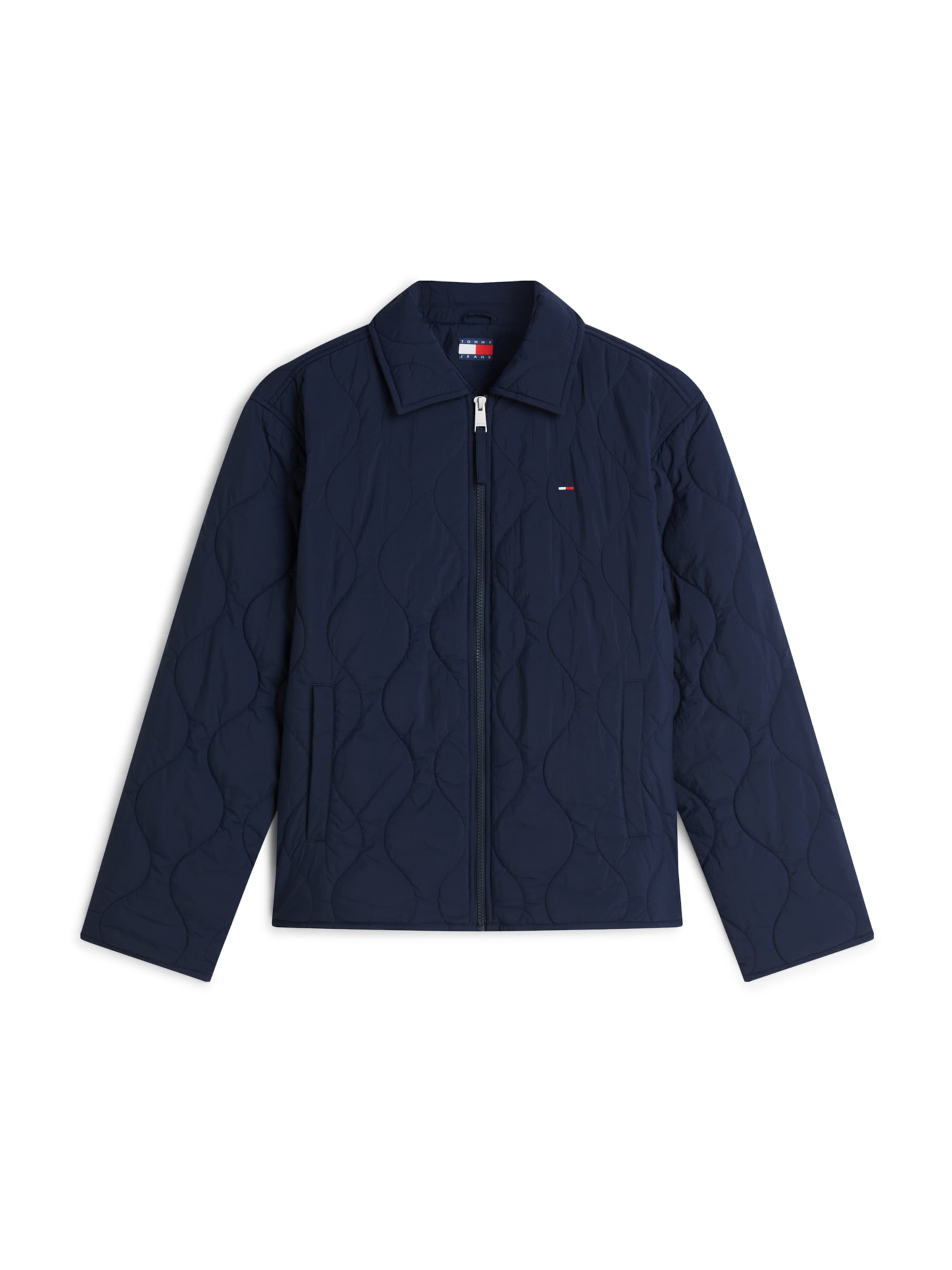 Tommy Jeans Přechodná bunda – modrá: přední strana