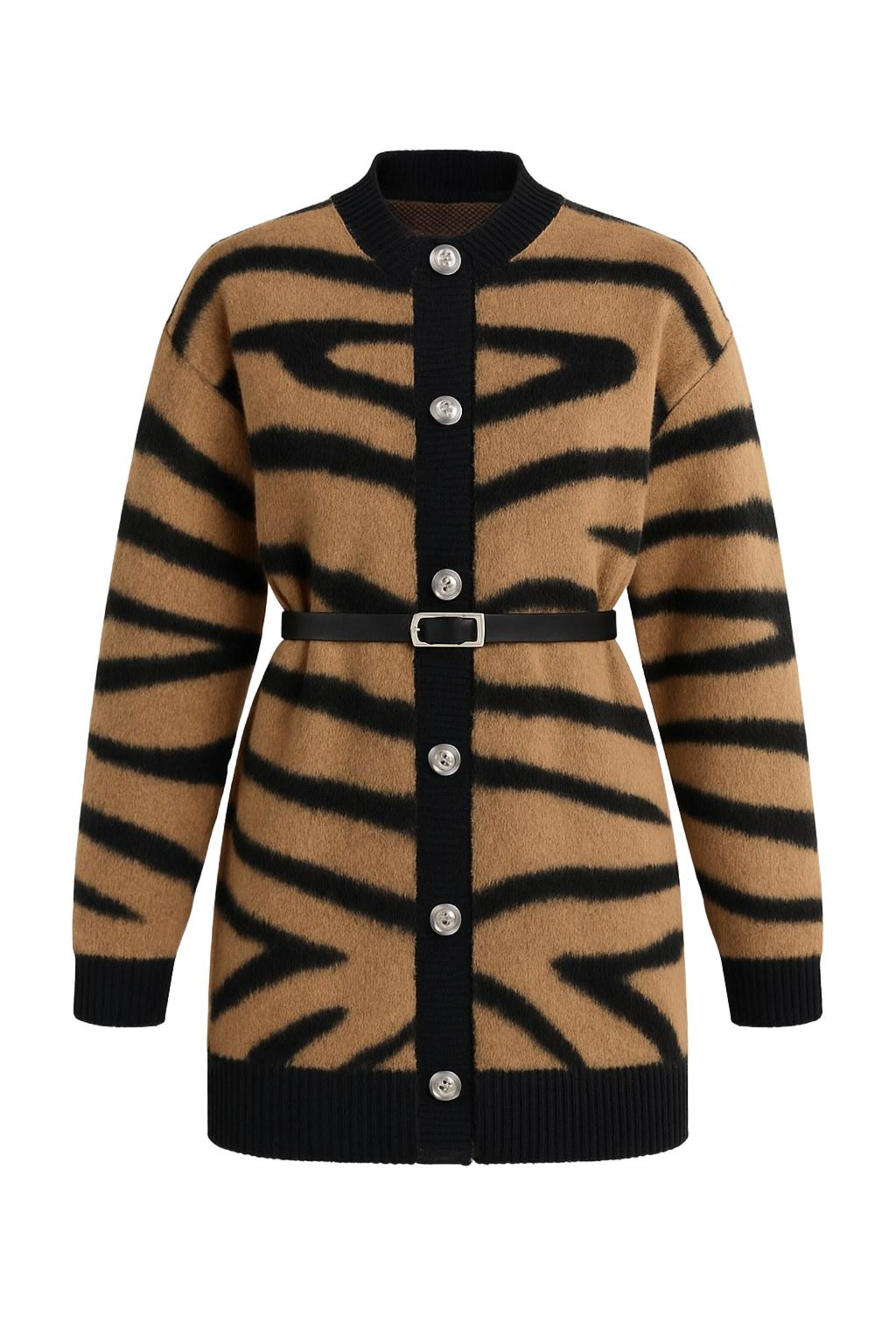 MODAMIHRAM Strickjacke in hellbraun / schwarz, Produktansicht