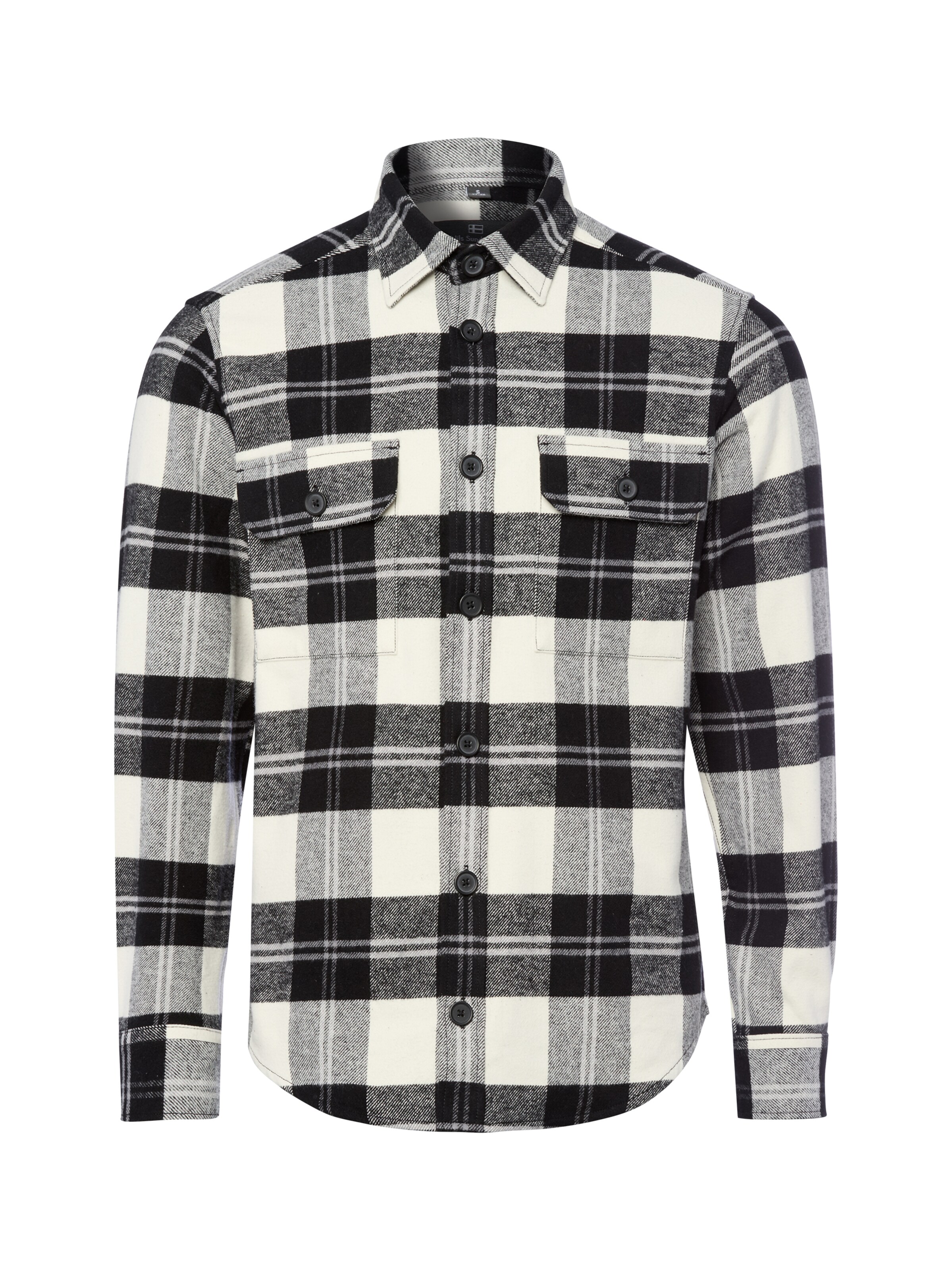 Nils Sundström Regular Fit Hemd in Schwarz: Vorderseite