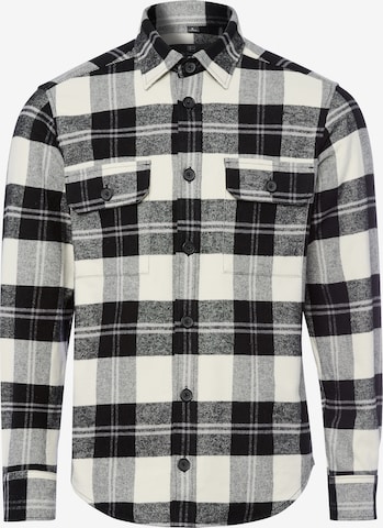 Nils Sundström Regular Fit Hemd in Schwarz: Vorderseite