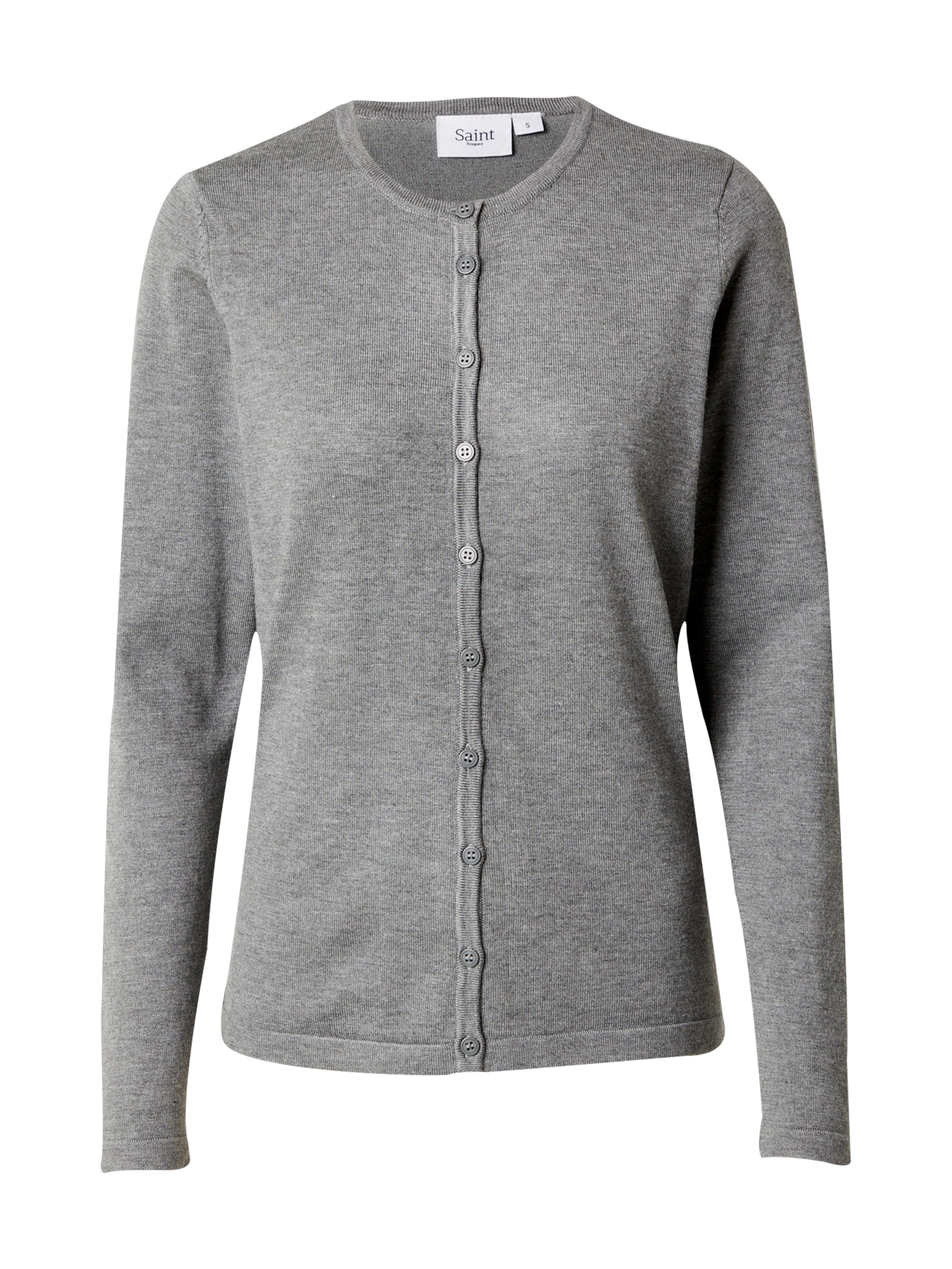SAINT TROPEZ Knit Cardigan 'Mila' in Grey: front
