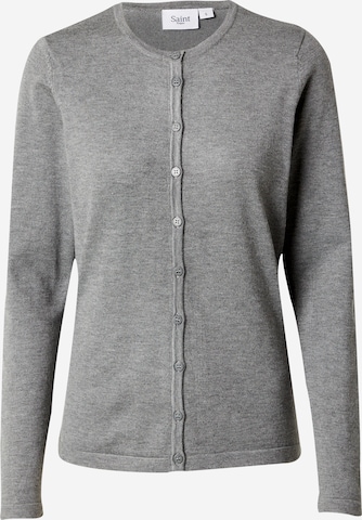 SAINT TROPEZ Knit Cardigan 'Mila' in Grey: front