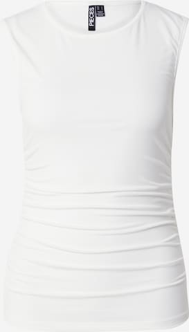 PIECES Top 'PCMADISON' in White: front