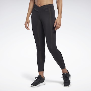 Reebok Skinny Workout Pants in Black: front