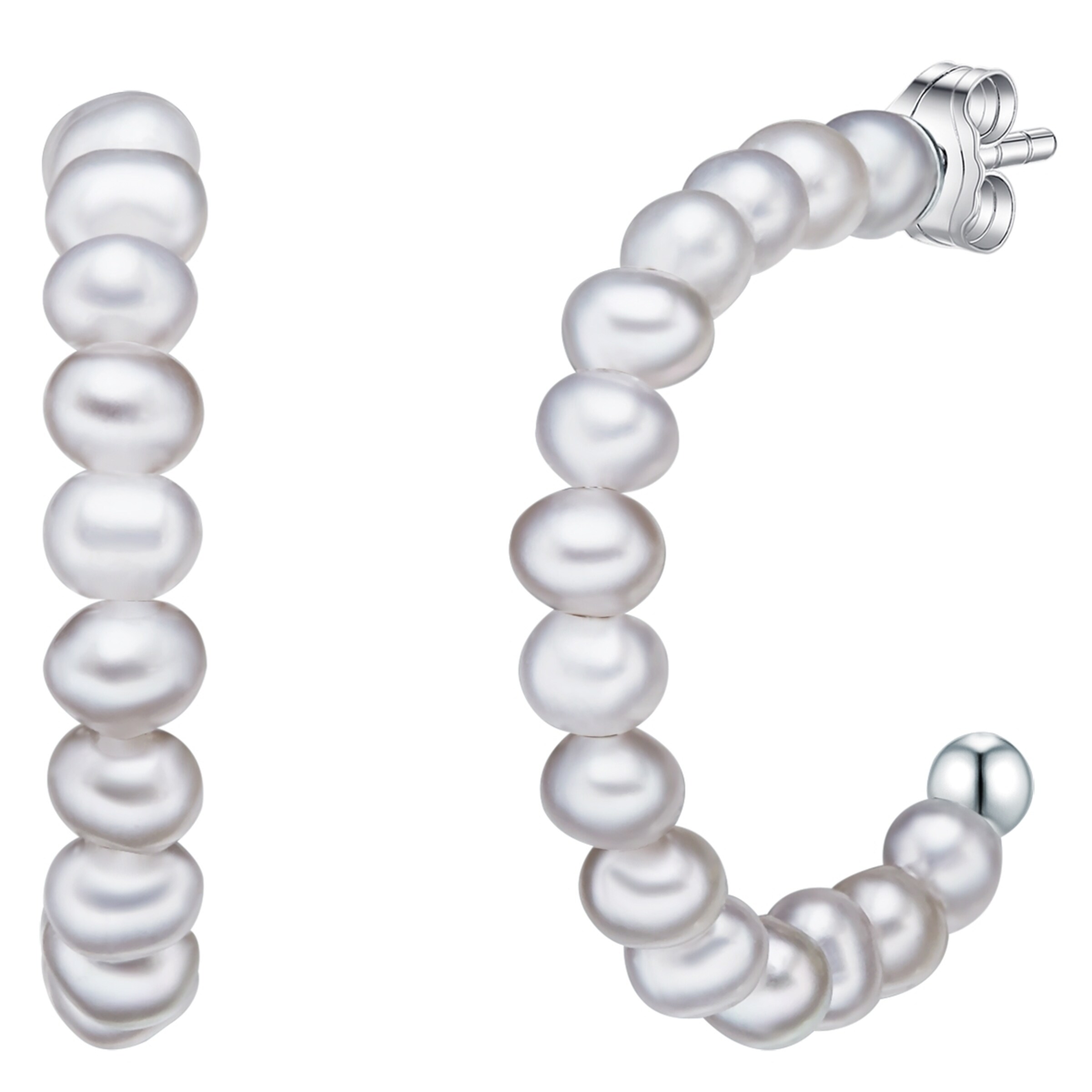 Boucles d'oreilles Valero Pearls en argent : devant