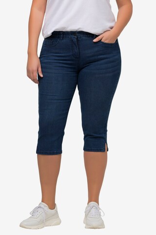 Ulla Popken Slimfit Jeans in Blauw: voorkant