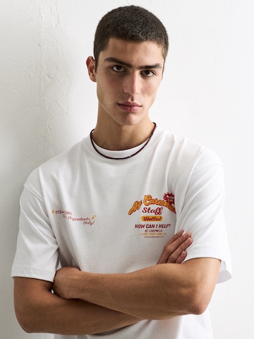 Pull&Bear Koszulka w kolorze biały