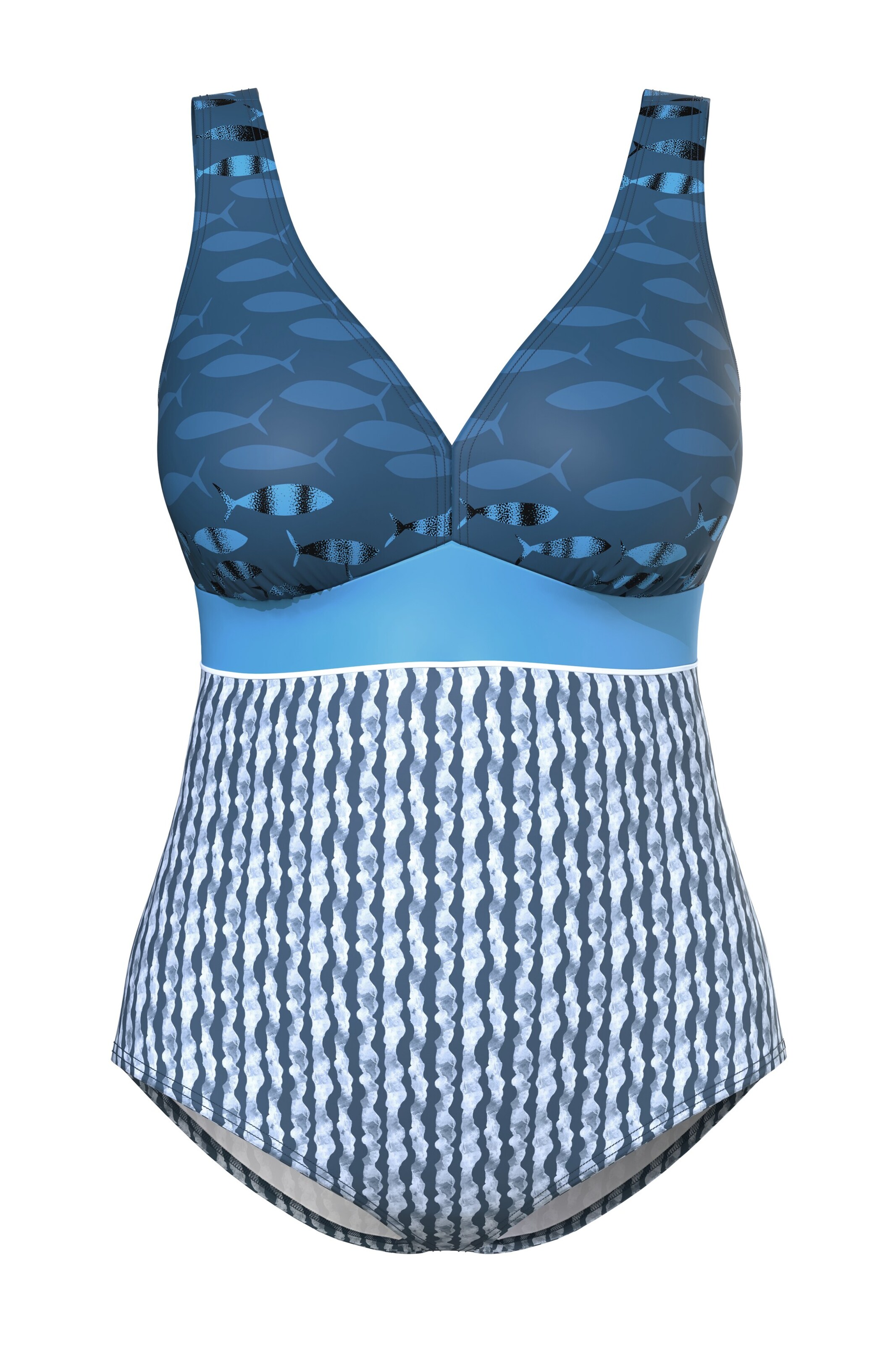 Ulla Popken Badpak in Blauw: voorkant