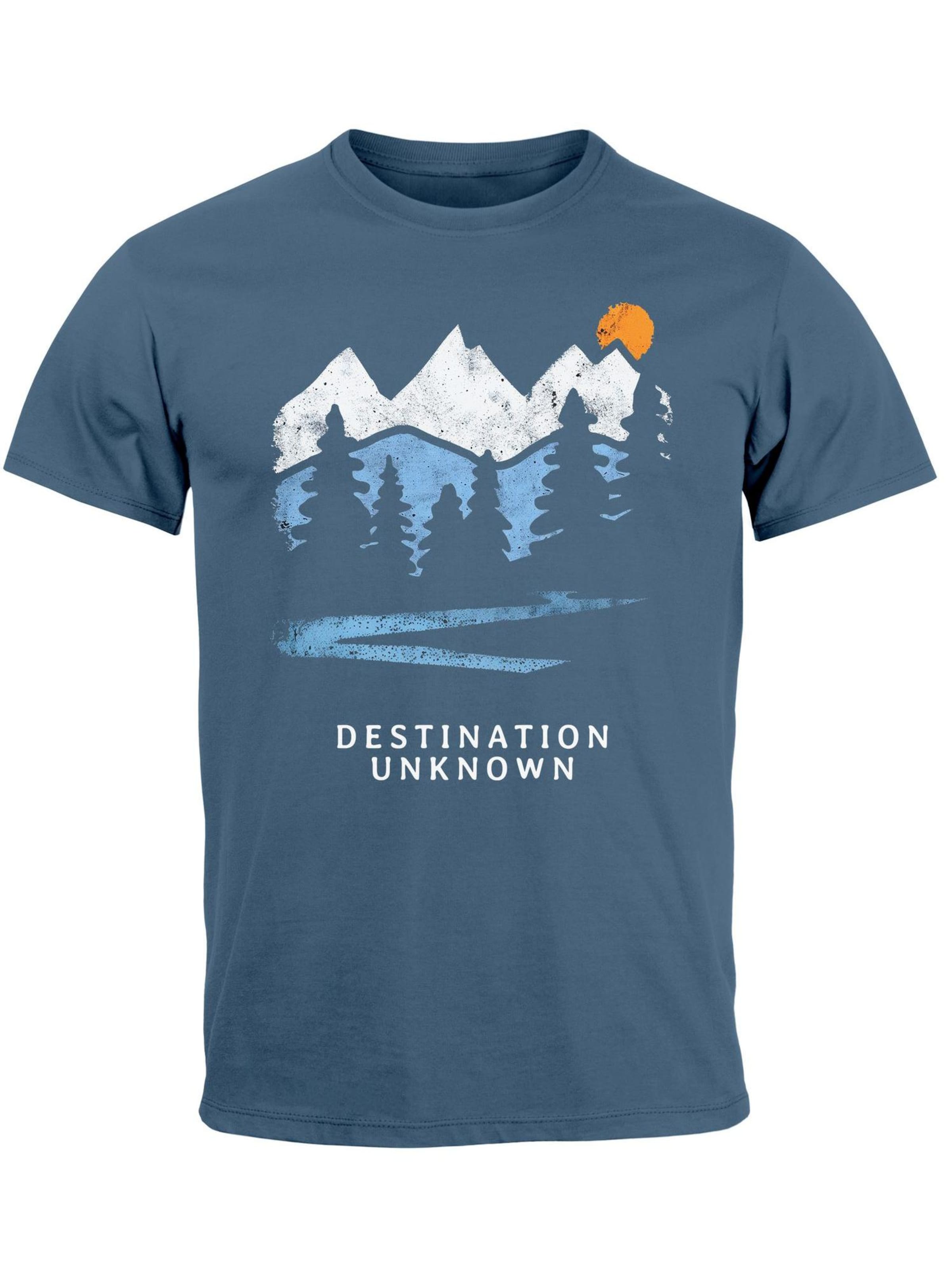 Neverless Shirt 'Destination unknown'‌ in Blau: Vorderseite