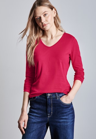 STREET ONE Shirt mit gerundetem V-Neck in Pink: Vorderseite