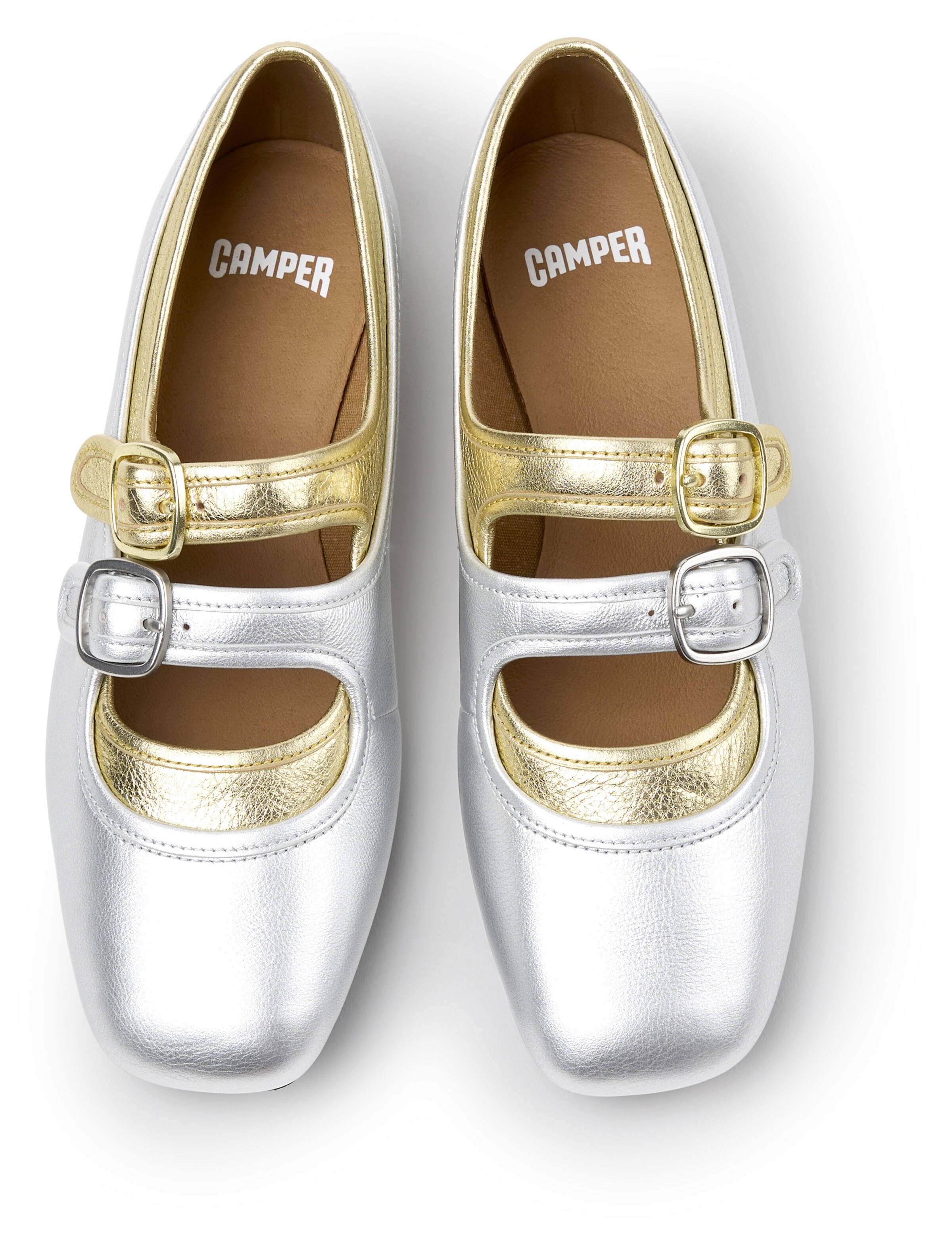 CAMPER Ballerina met riempjes 'Casi Myra' in Zilver