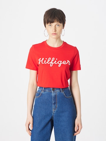 T-shirt TOMMY HILFIGER en rouge : devant