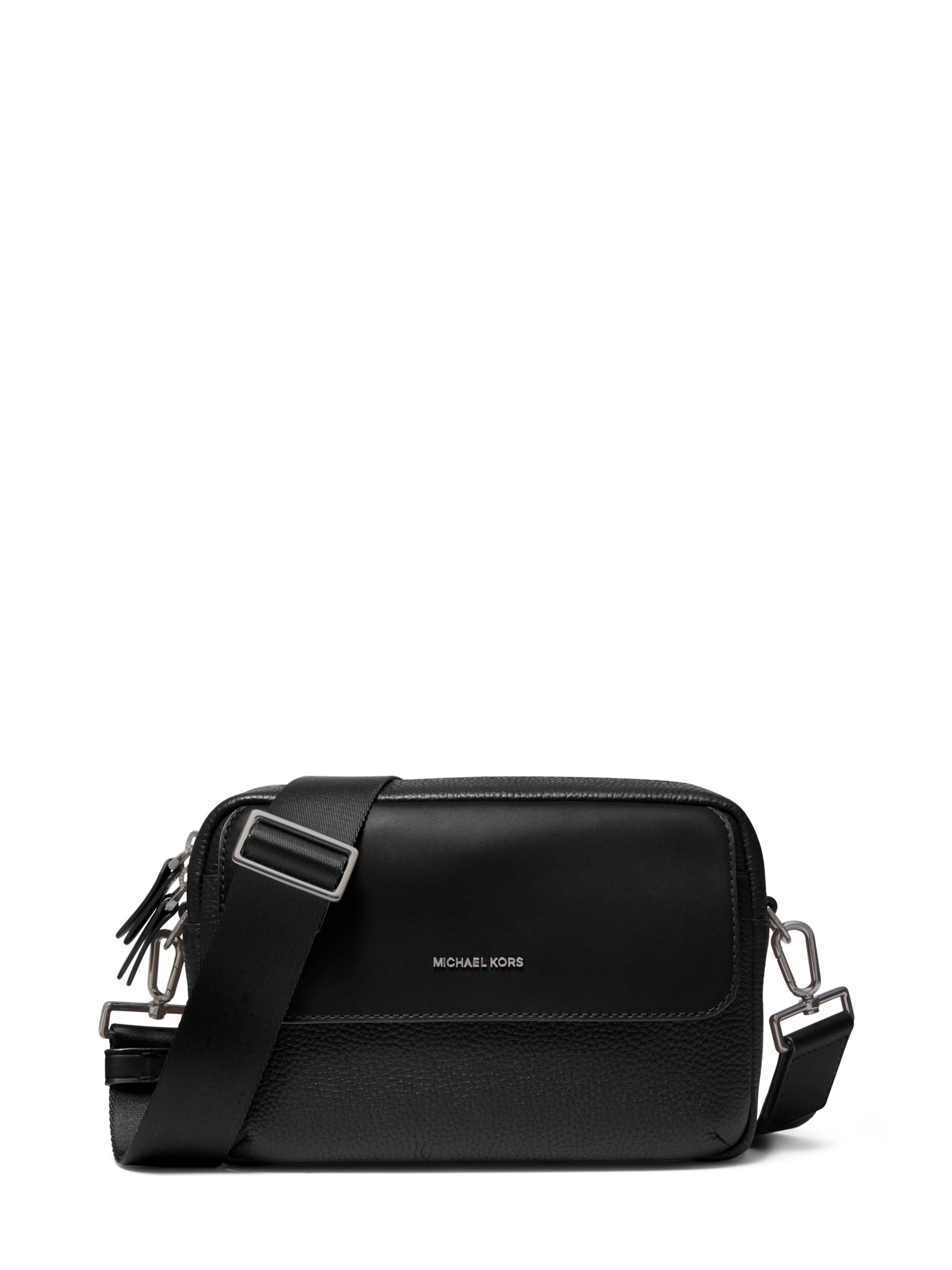 MICHAEL Michael Kors Crossbody bag 'Michael Kors Sac à bandoulière Homme Hudson en cuir grainé Noir' in Black: front