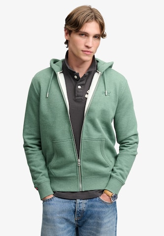 Superdry & Co Ζακέτα φούτερ 'ESSENTIAL' σε πράσινο: μπροστά