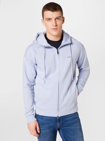 BOSS Zip-Up Hoodie 'Saggy 1' in Blue: front
