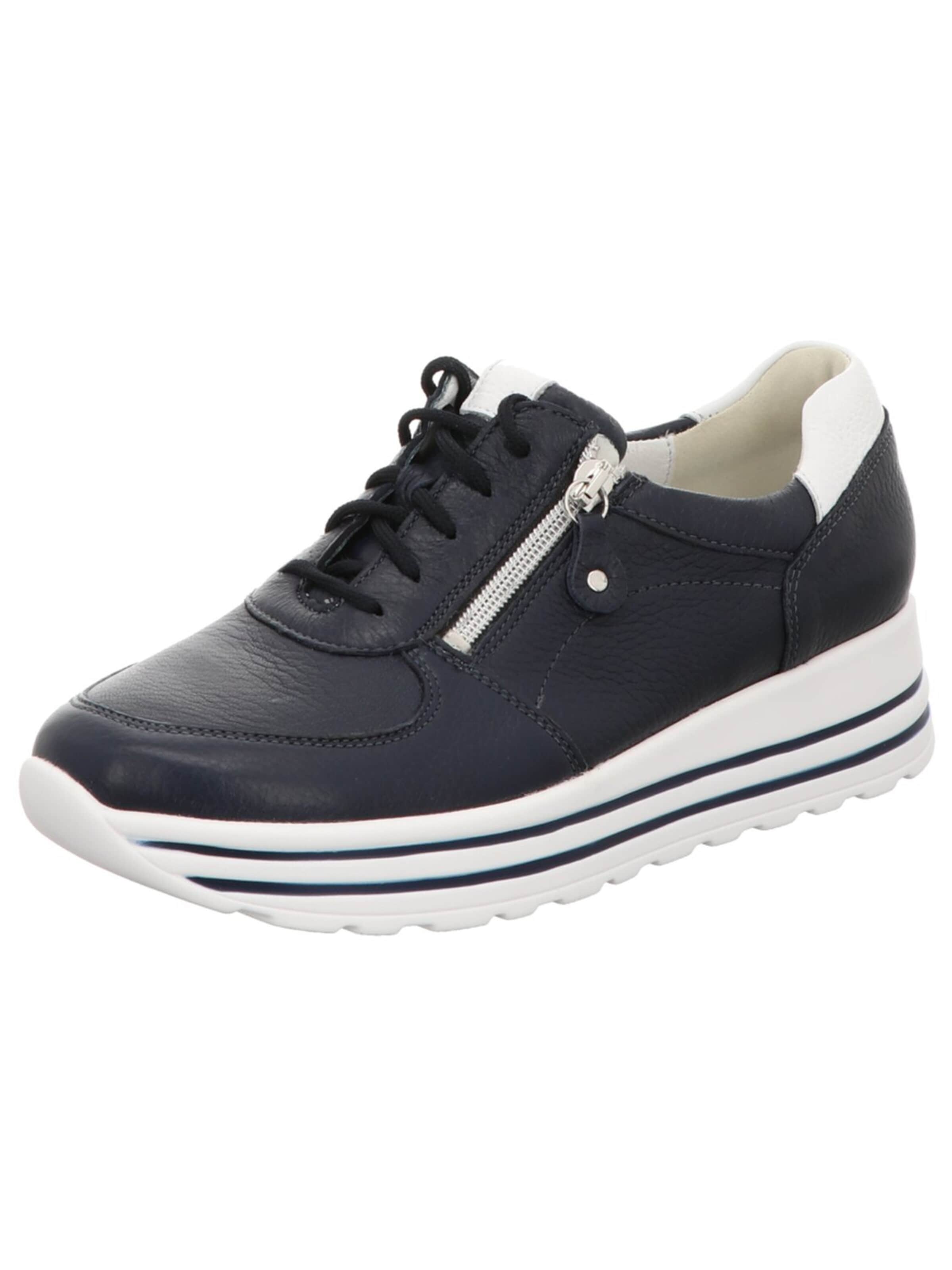 WALDLÄUFER Veterschoen 'Komfort Schnürschuh Damen 758009-200/194 Echtleder in blau' in Blauw: voorkant