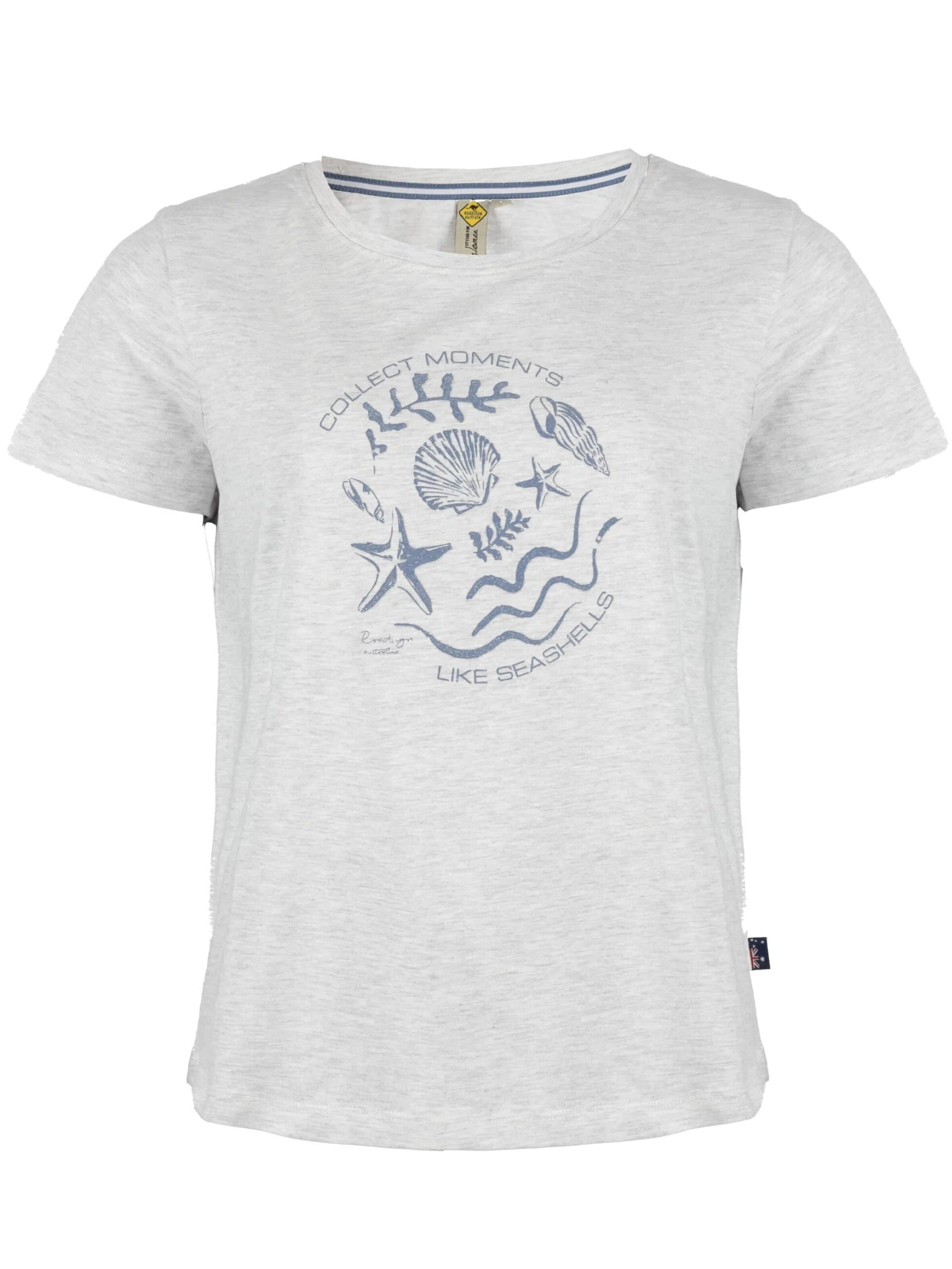 ROADSIGN australia Shirt 'T-Shirt Sea Rhythm mit maritimem Print, klassischer Schnitt, aus weicher Baumwolle' in S/Regular in Ecru, Item view