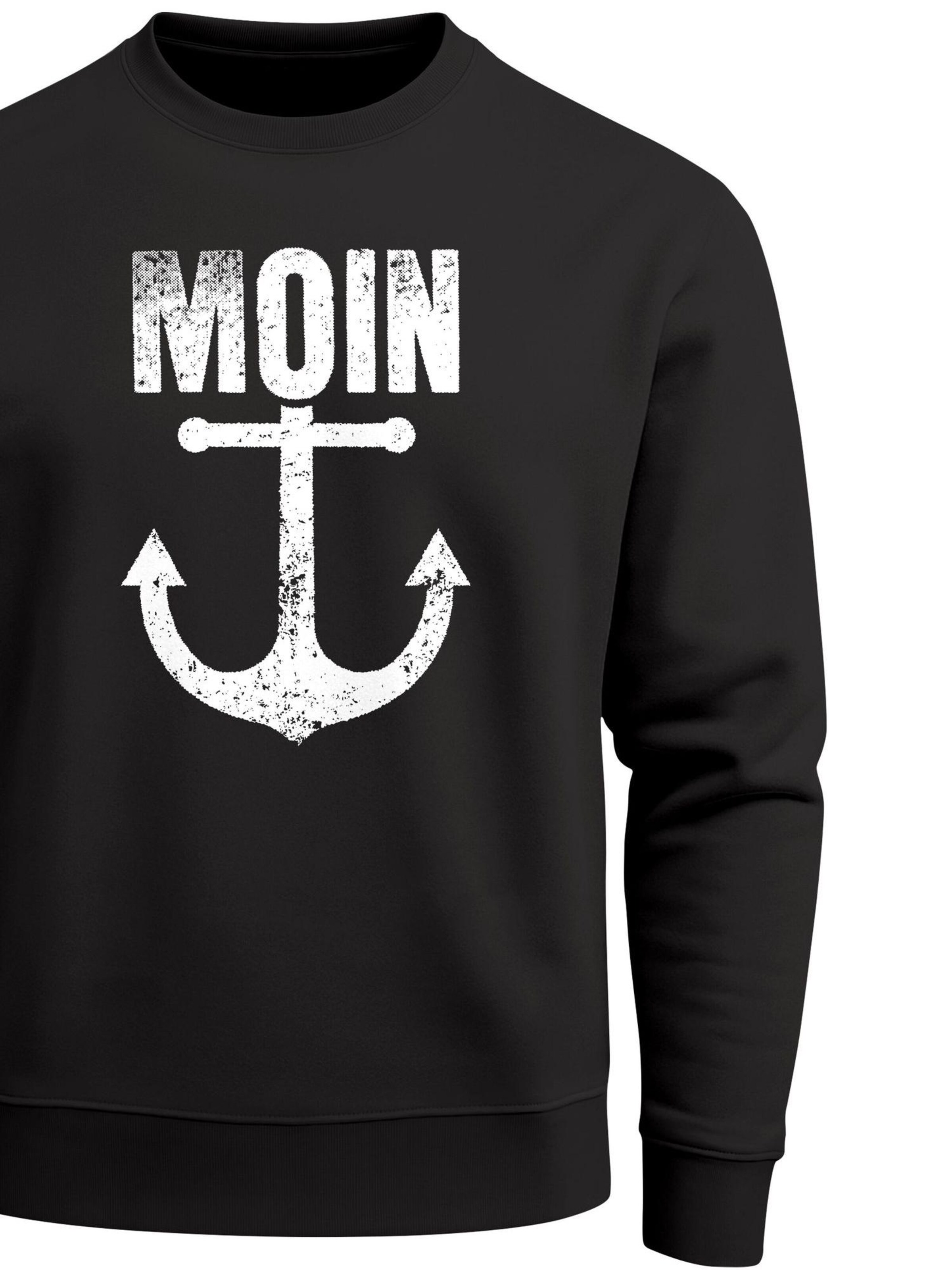 Neverless Sweatshirt 'Moin Anker' in Black