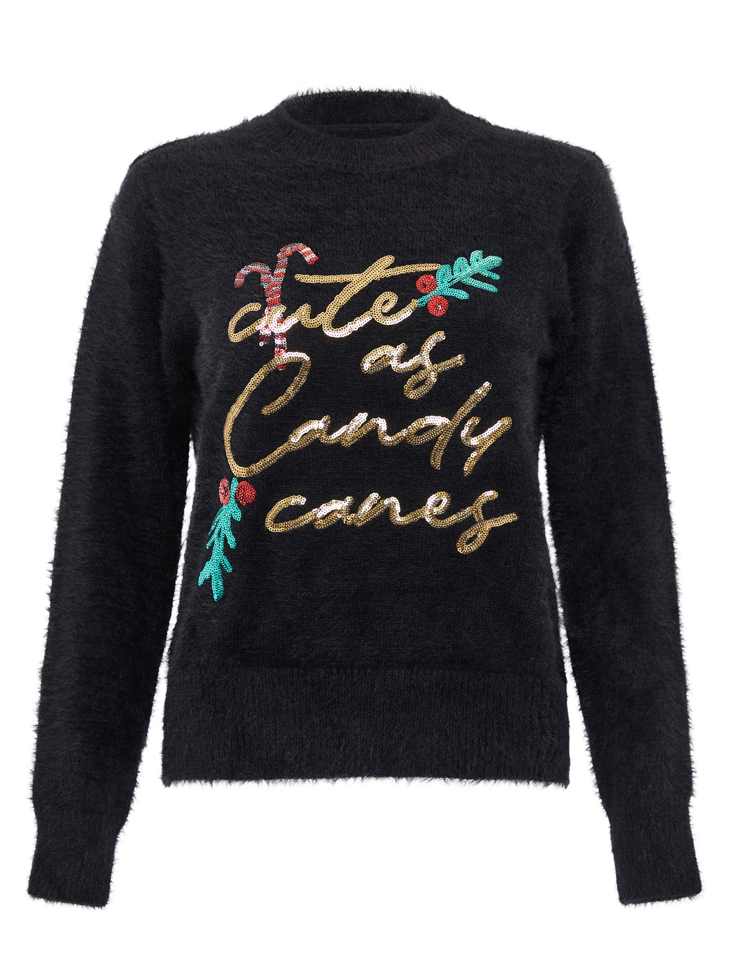 Threadbare Pullover 'Candy Canes' in Schwarz: Vorderseite