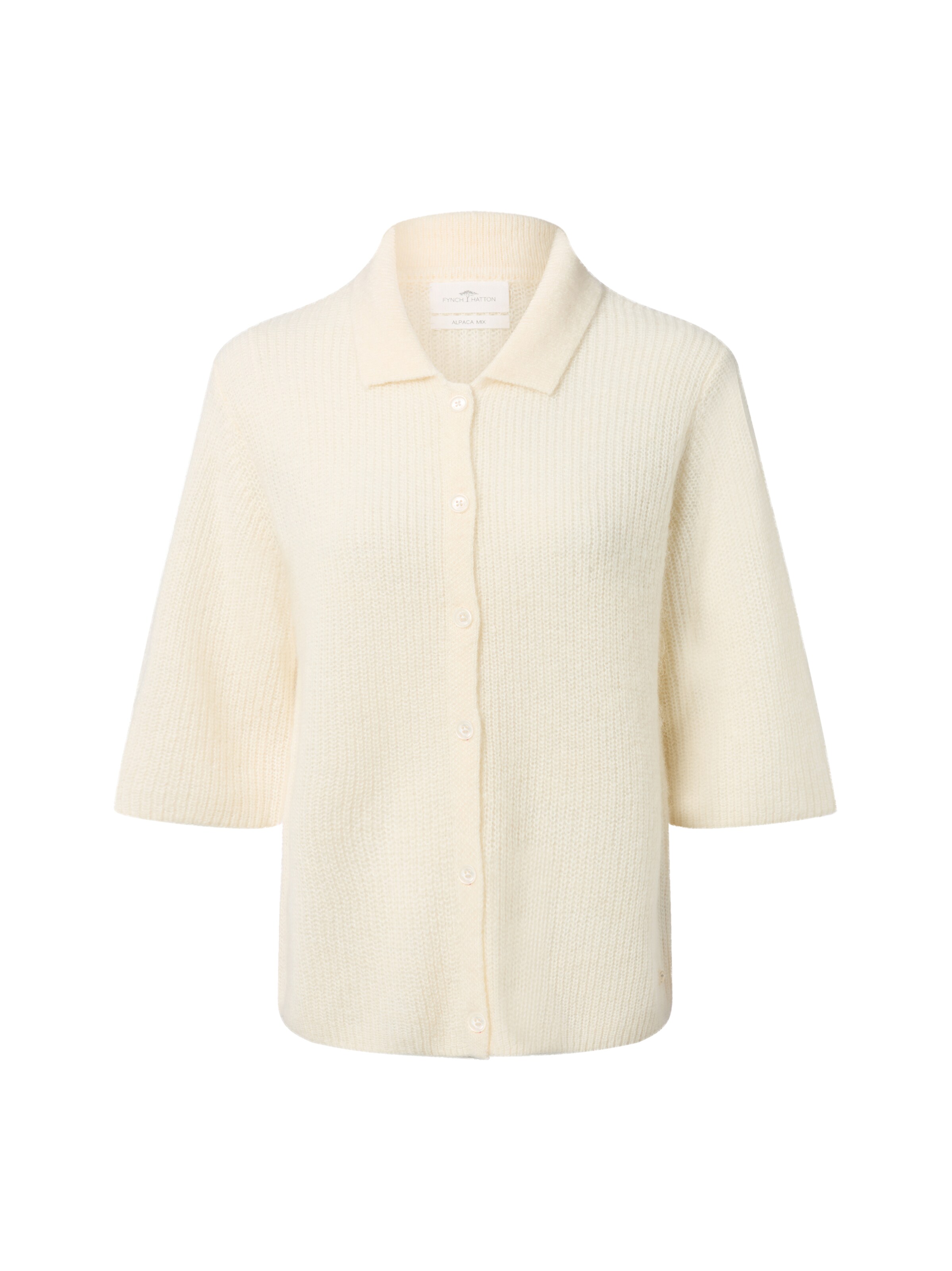 FYNCH-HATTON Strickjacke mit Alpaka-Anteil in Weiß: Vorderseite