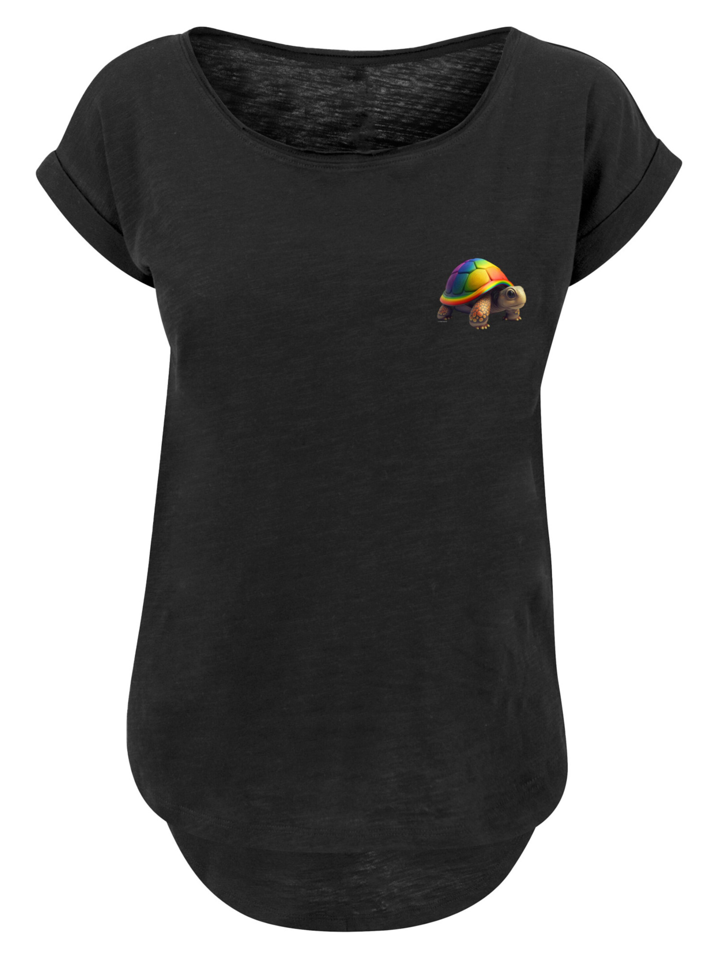 F4NT4STIC Shirt 'Rainbow Turtle' in Schwarz: Vorderseite