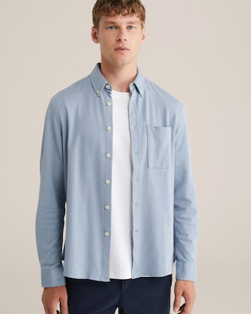 WE Fashion Regular fit Button Up Shirt in Blue: front